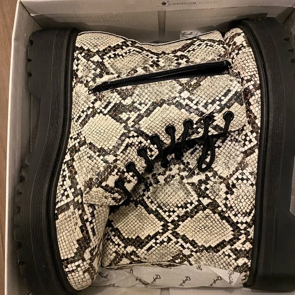 Qupid Snake Print Ankle Boots